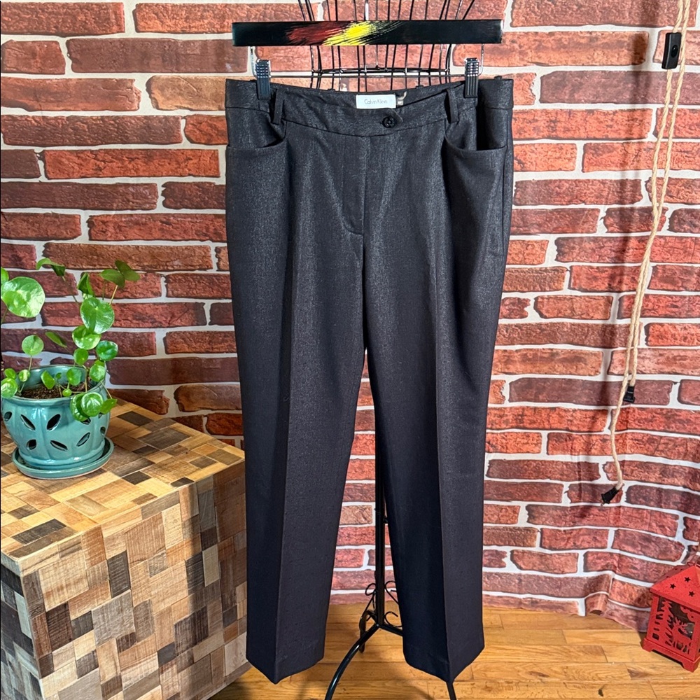 👖Calvin Klein Black Shimmer Trousers Petite 8P Career Dress Pants/ J